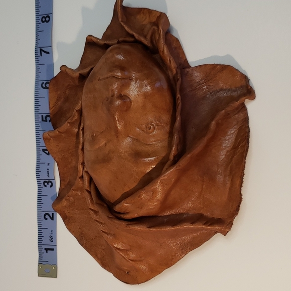 Vintage Leather Womens Face Mask Art Sculpture Wall Hanging - Picture 9 of 9